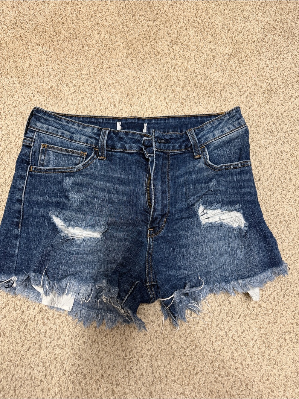 Just USA Dark Blue Distressed Denim Cutoff Shorts